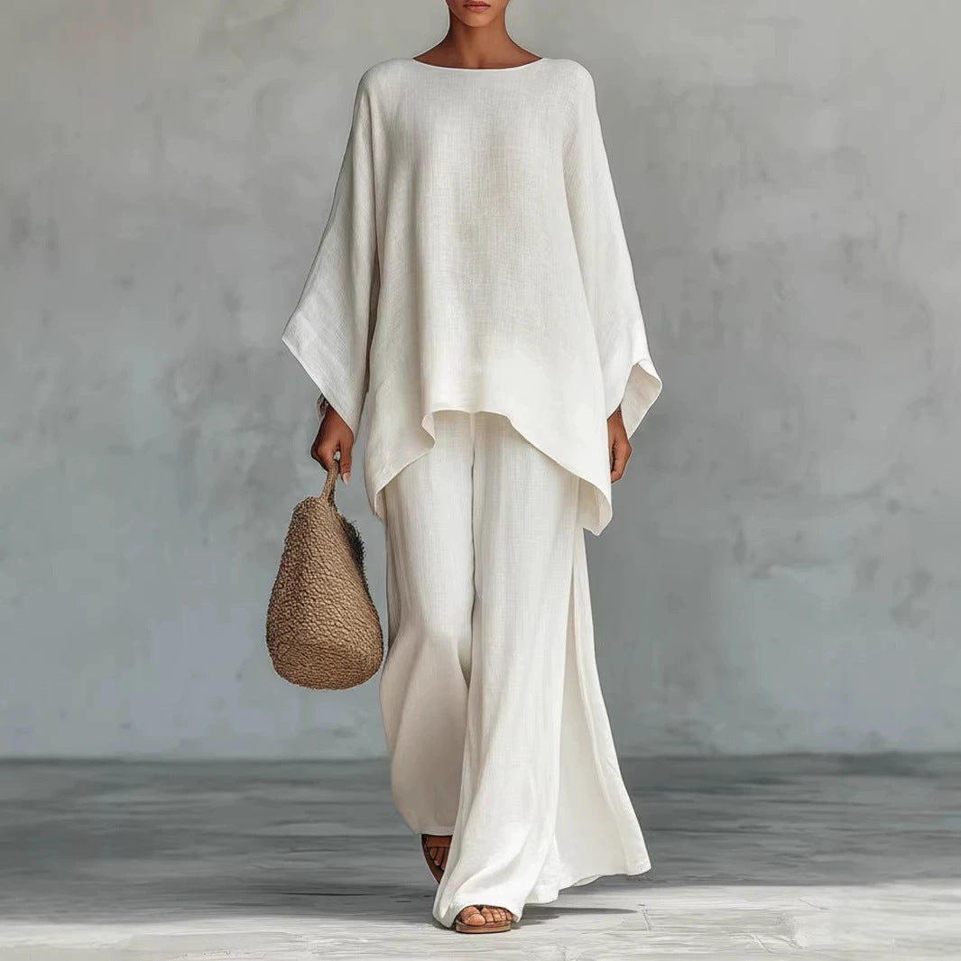 Oversized Asymmetric Top & Wide-Leg Pants